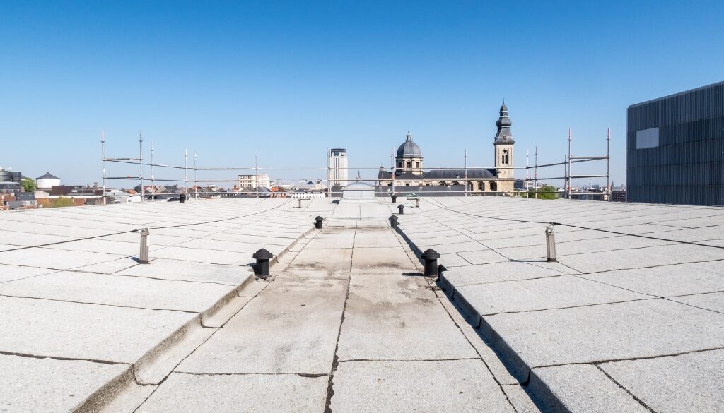 Commercial flat roof inspection.