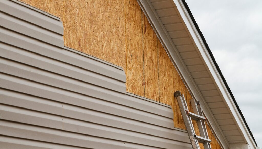 Siding replacement process install on a residential home.