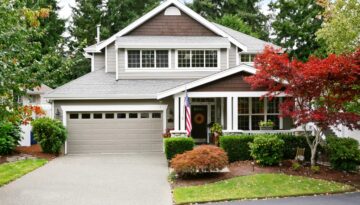 Home displaying curb appeal with landscape and a new roof.