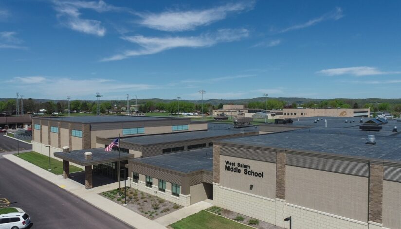 Newly finished roofing for West Salem High School.