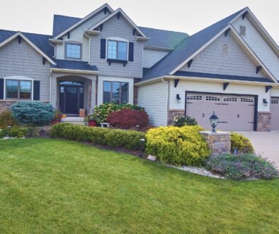 A residential home with a recent siding renovation. Siding includes Hardie Board and Vinyl siding.