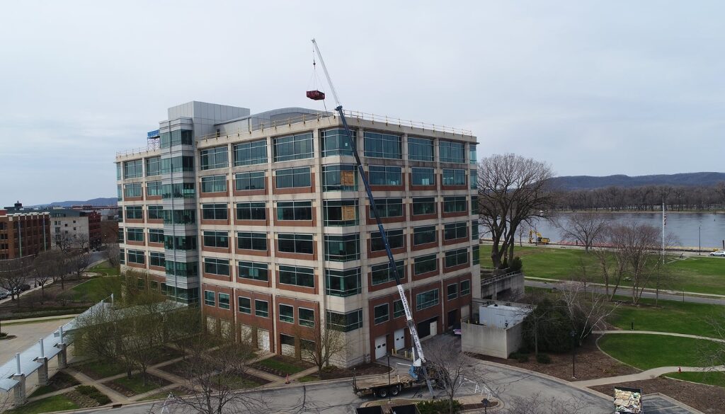 Ledegar Roofing and C.D. Smith Construction gets started on commercial building in downtown La Crosse, Wisconsin.