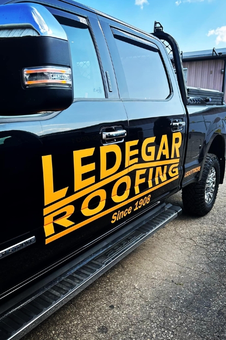 Ledegar Roofing service truck.